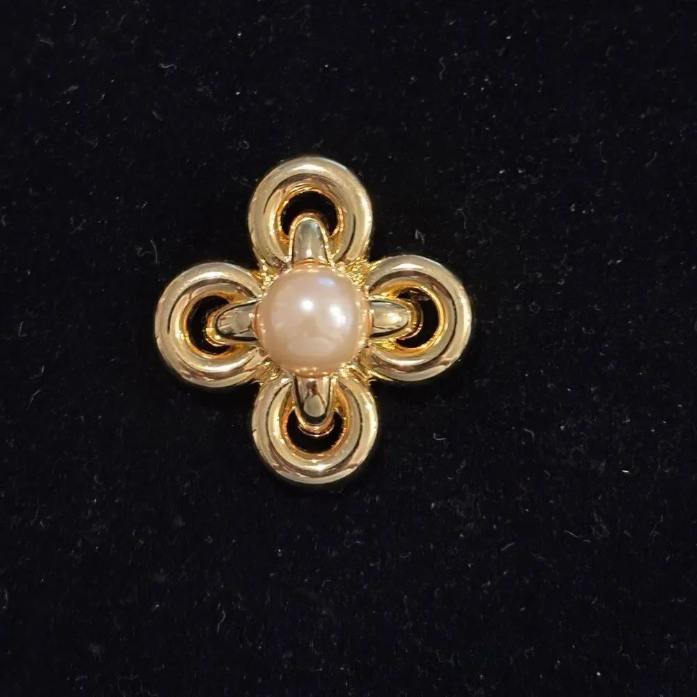 Joan Rivers Gold and Pearl Brooch